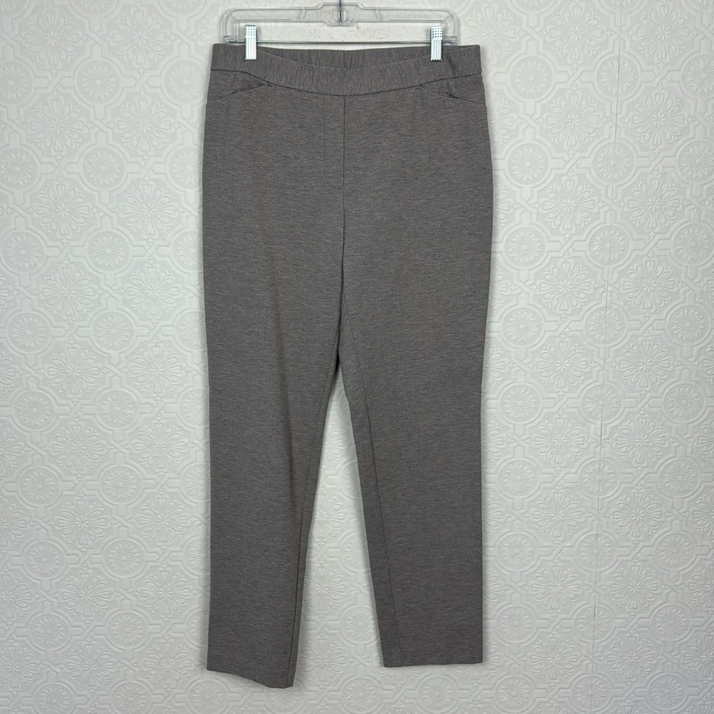 J Jill Ponte‎ Slim Leg Pants Light Grey Heathered Stretchy Pull On Easy Everyday